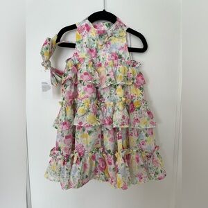 NWT Janie & Jack Floral Ruffled Toddler Girls Dress with Headband 2T